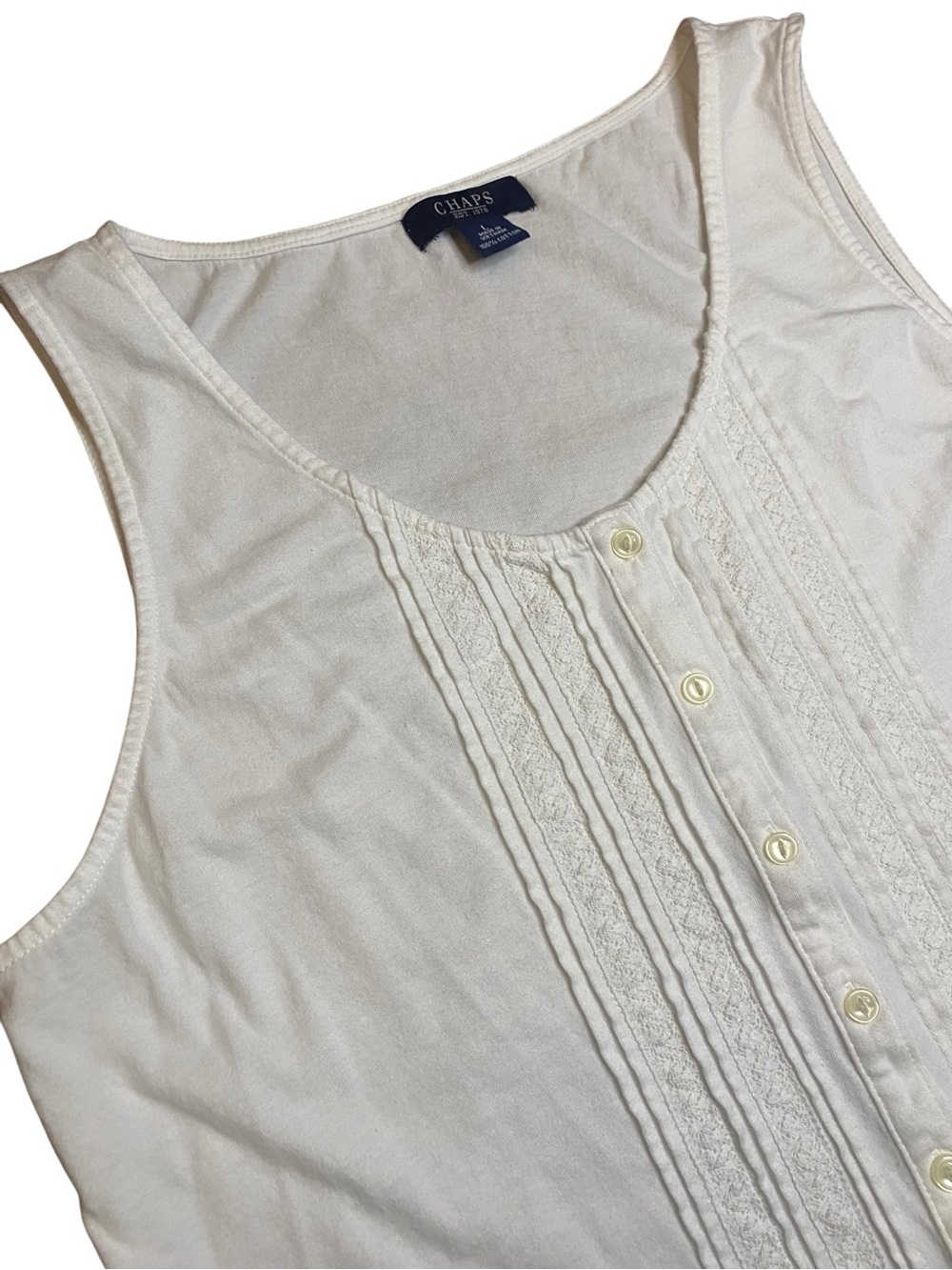 Chaps Tank Women’s L Preppy Cottagecore Coastal Travel Indie Boho Beach Casual